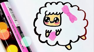 Cute sheep drawing step by step for beginners