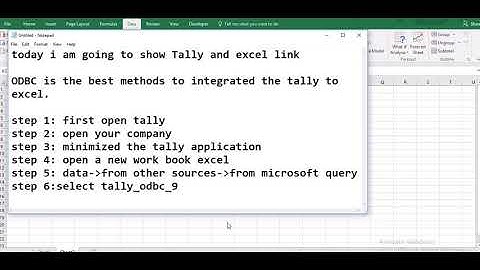 ODBC in Tally for excel Link: Latest: https://youtu.be/kJzcKVsRs8E