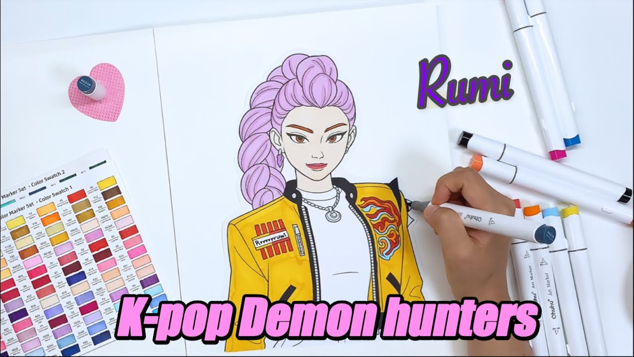 Coloring Rumi from Netflix K-Pop Demon Hunters | Full Kpop Art Video 🎨 ...