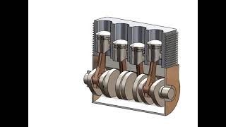 Solidworks Animation of 4-Stroke, 4-Cylinder, Spark Ignition Engine