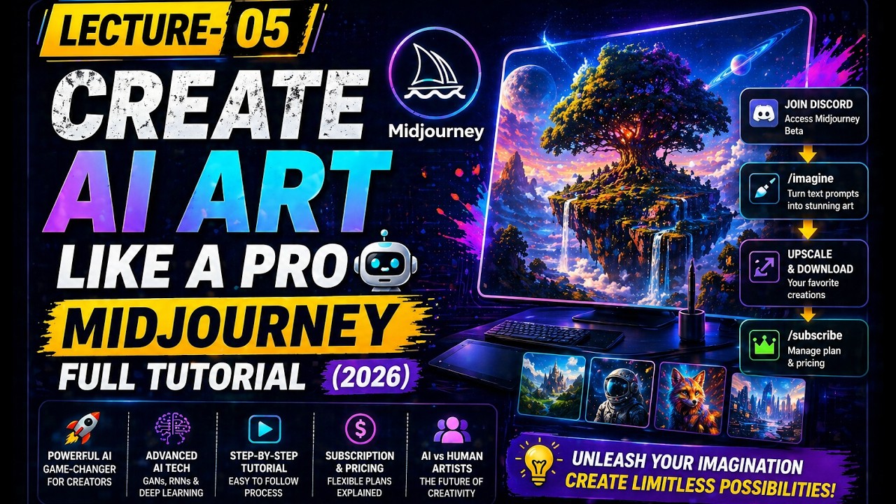 Create AI Art Like a Pro 🤖 | Midjourney Full Tutorial (2026) - YouTube