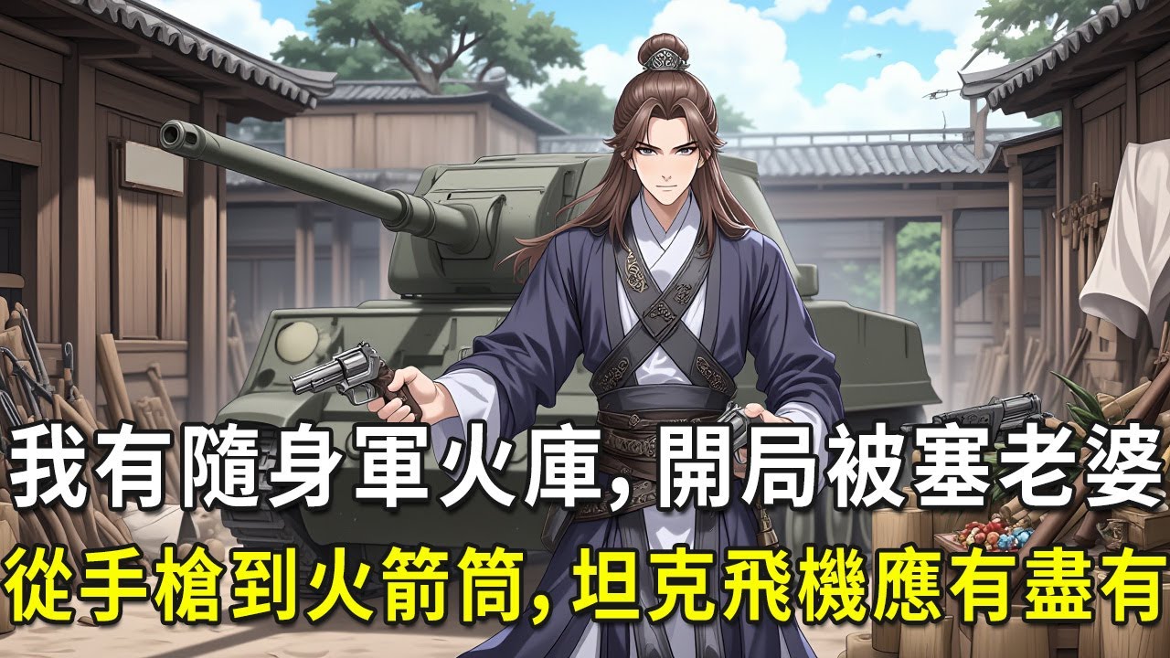 《隨身軍火庫，鑄就盛唐帝國》穿越隋末亂世，睜眼竟身處破茅草屋，飢腸轆轆。村長上門送媳婦還管飯，原是為騙他頂替斷腿村民參加九死一生的戍邊隊！面對亂世人命如草芥的殘酷，李巖本想拒絕，意外激活隨身軍火倉庫。