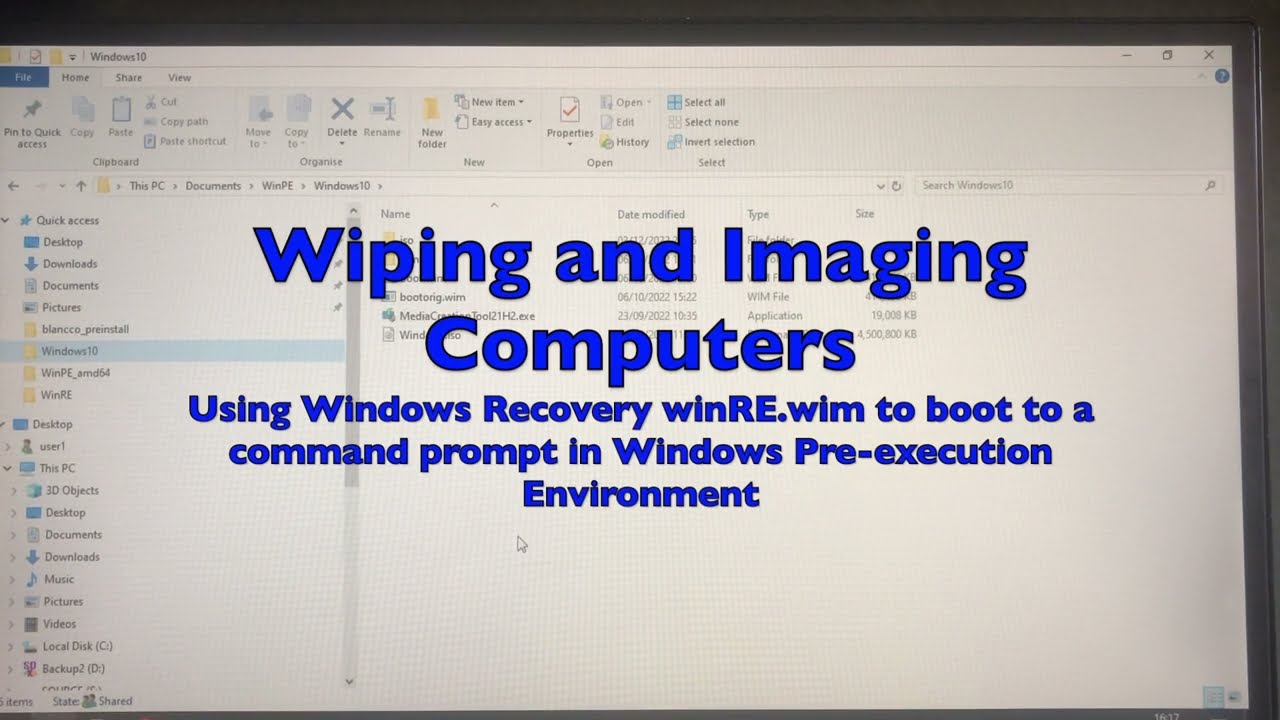 Part52 Using Windows Recovery winRE to boot to a command prompt in Windows Pre-execution Environment