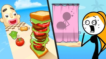 SANDWICH RUNNER vs DRAW FLY - All Levels Satisfying Double Gameplay Android Walkthrough ios
