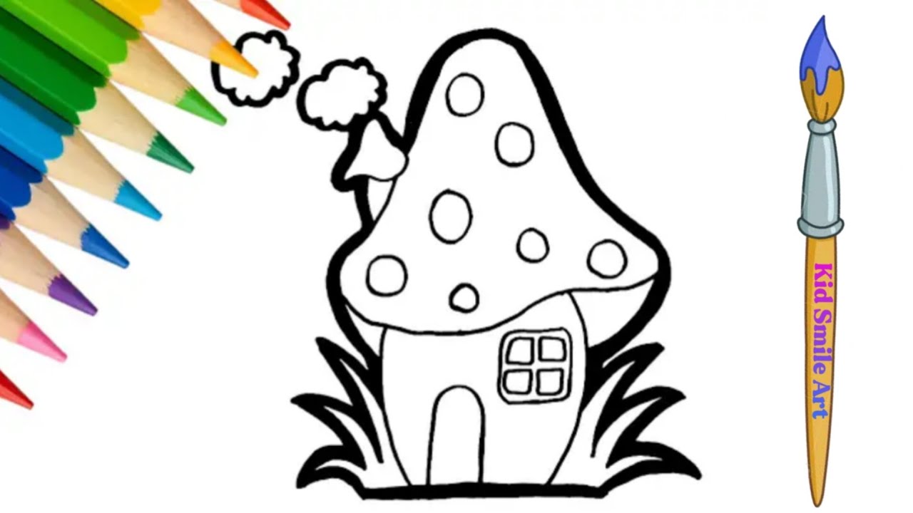 Easy mushroom house drawing for kids|Drawing|Easy drawing for kids 