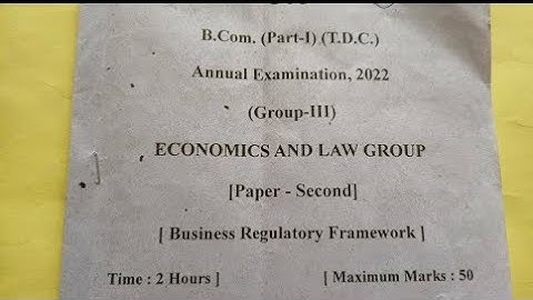 Business Regulatory Framework 1st year question paper 2021 Question paper B.com Important questions