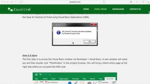 How to Disable Save As in Excel
