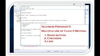Selenium program 5: Radio button, Checkbox and Link.