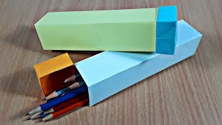 how to make pencil box with paper | origami pencil box | paper pencil box