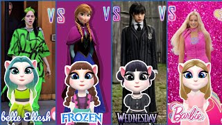 Wednesday Addams 🖤 Jenna 😈Ortega ❌ Barbie girl 💓🫦anna in frozen5 💚 Belle ellesh ♥️#mytalkingangela2