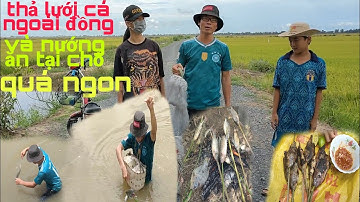 Thả lưới cá ngoài đồng và nướng ăn tại chỗ quá ngon