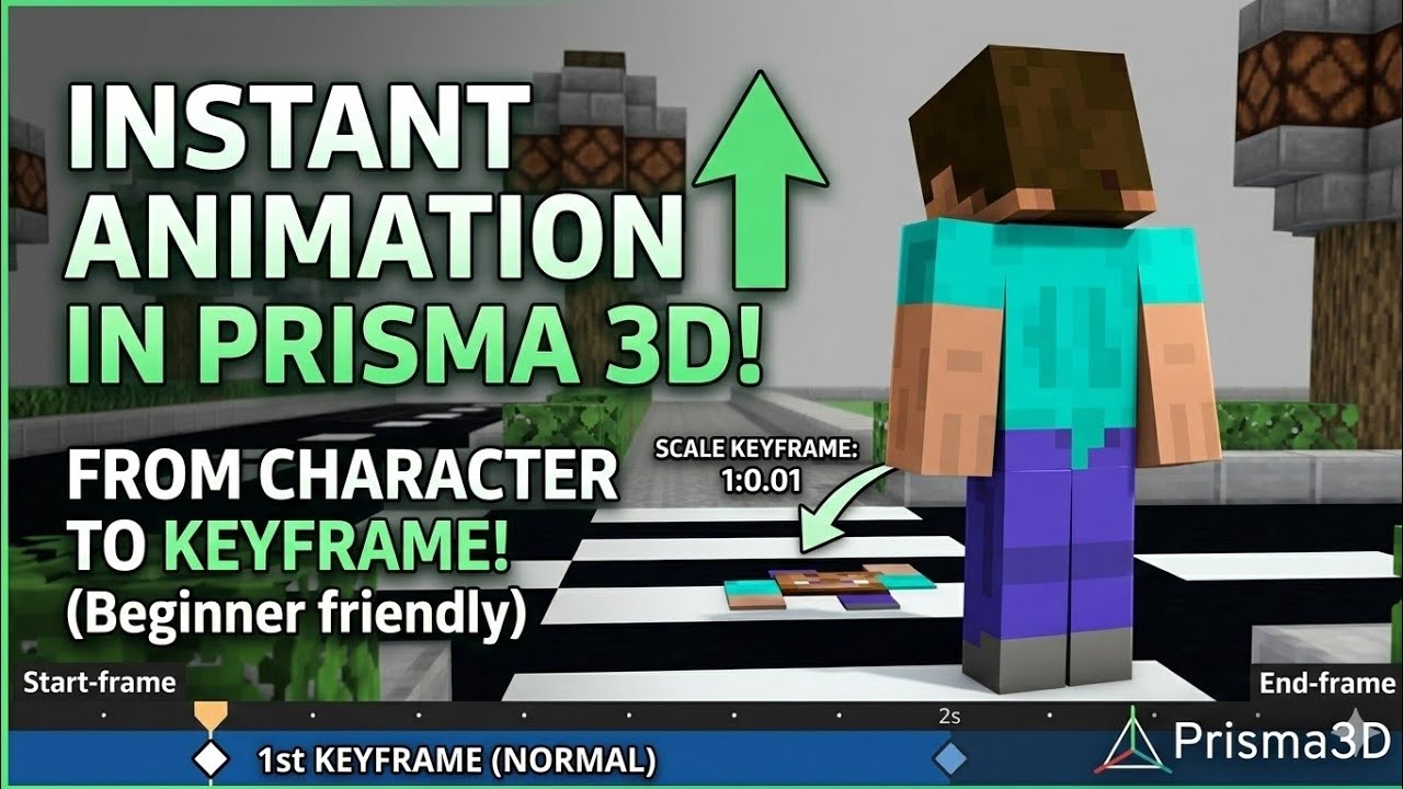 Minecraft Animation TUTORIAL FOR BEGINNERS IN PRISMA 3D - YouTube