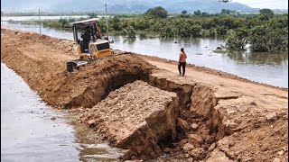 Download Lagu Amazing!! Komatsu Bulldozer Repair The Road On The Water With 25T Dump Trucks  MP3