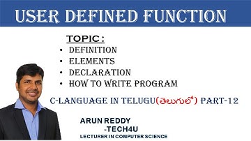 C LANGUAGE IN TELUGU PART 12 - USER DEFINED FUCNTION