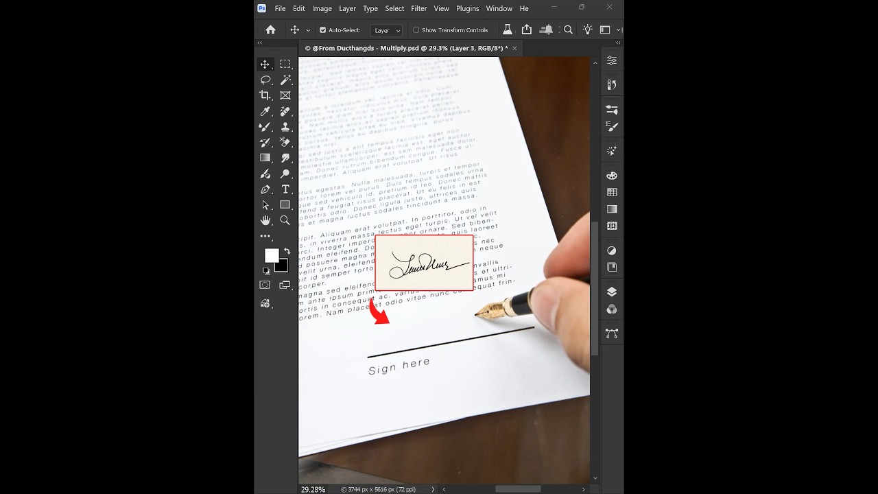 Photoshop 2026 - Tips for adding a signature to a document 