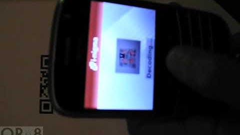 Custom QR and 2D Codes by QRe8 decoded by i-nigma QR Code Reader and Blackberry 9000 Video