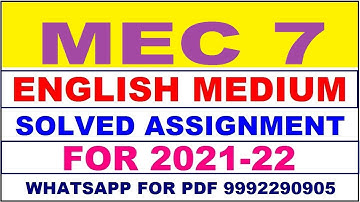 MEC 7 Solved Assignment 2021-22 in ENGLISH,  Whatsapp For Pdf  9992290905.