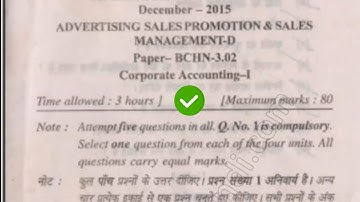 2015 Mdu BCom Hons 3rd Sem Corporate Accounting Question Paper #MduQuestionPaper