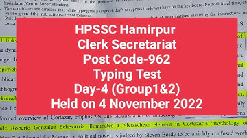 @HimachalExamHub (Clerk Secretariat) Post Code-962 Typing Test (Day-4) (Group 1&2)