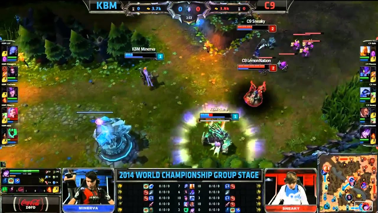 Cloud 9 Firstblood Sneaky & LemonNation - KBM vs C9 (S4 Worlds)