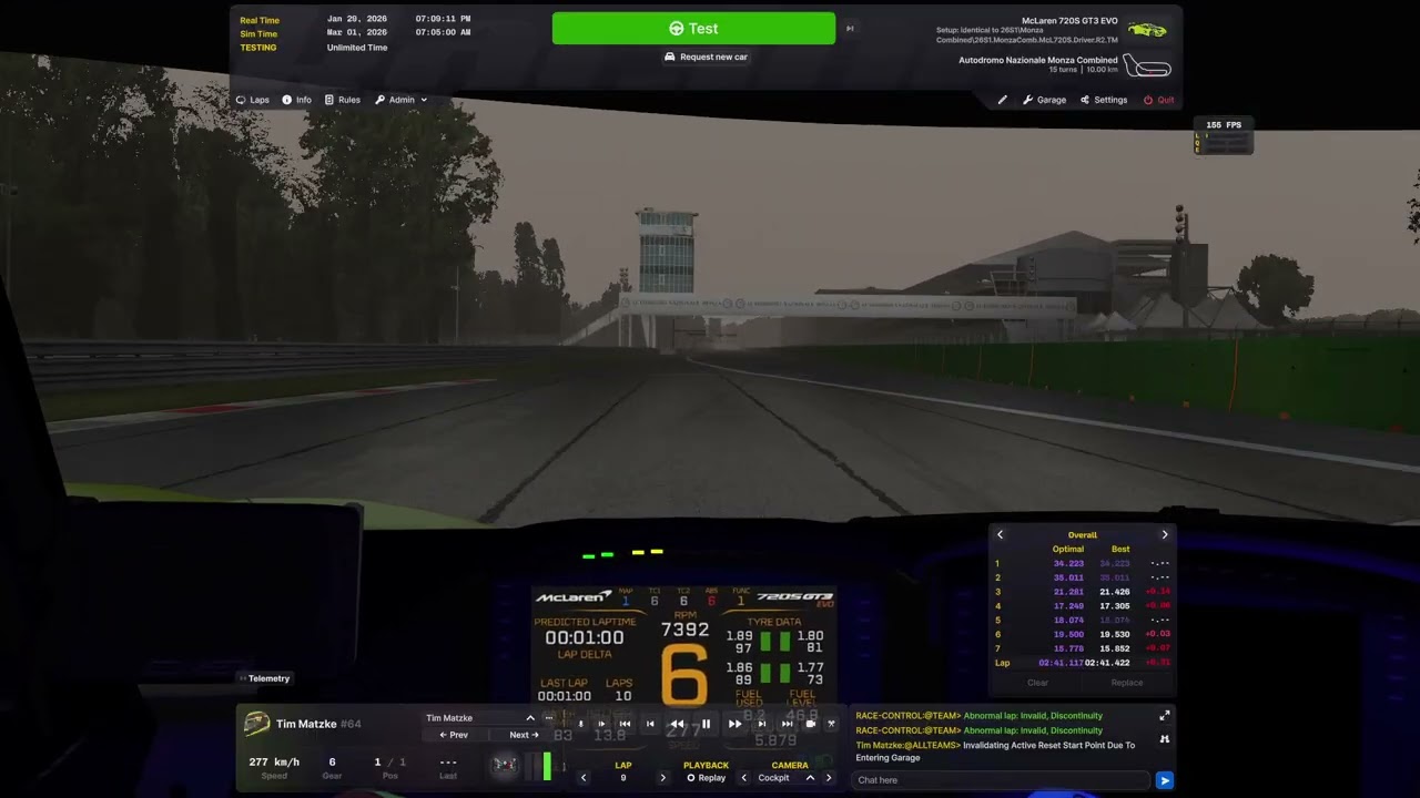 iRacing Mclaren 720S GT3 at Monza Combined FREE SETUP