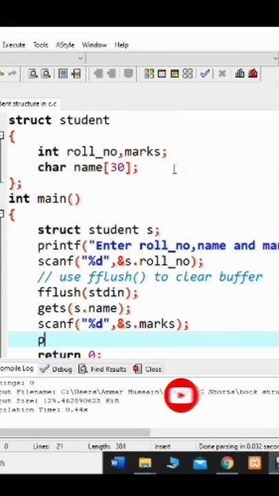 #91 Student Structure in C Programming | C Struct | C Programming # ...