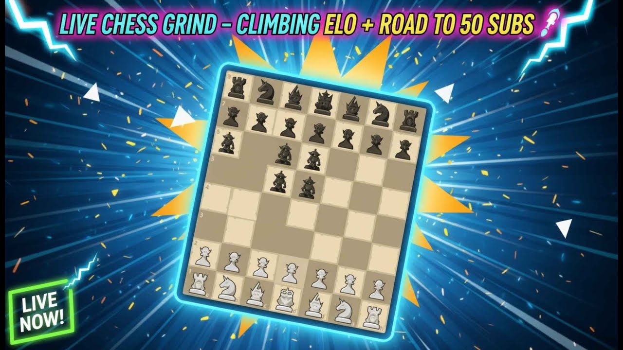 LIVE Chess Grind – Climbing Elo + Road to 50 Subs 🚀 - YouTube