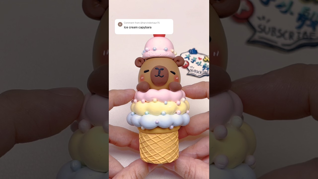 Ice cream capybara 🍦#clay #clayart #capybara #shorts