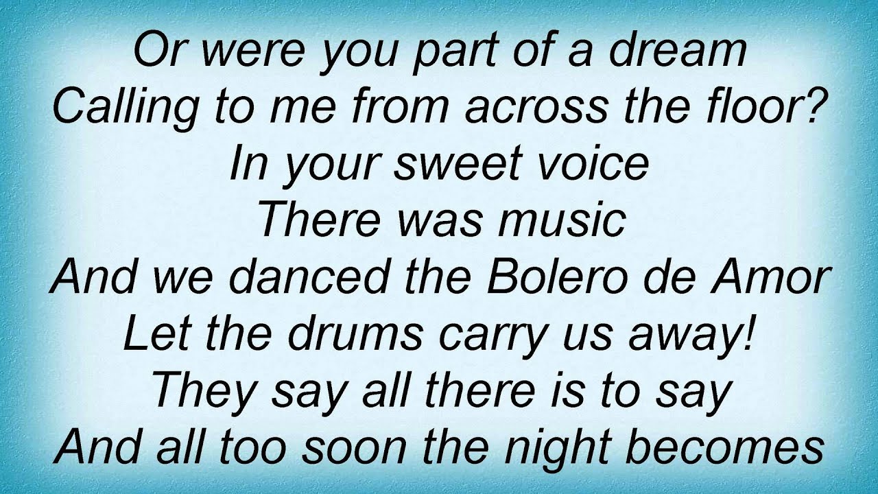 Barry Manilow Bolero De Amor Lyrics_1 YouTube