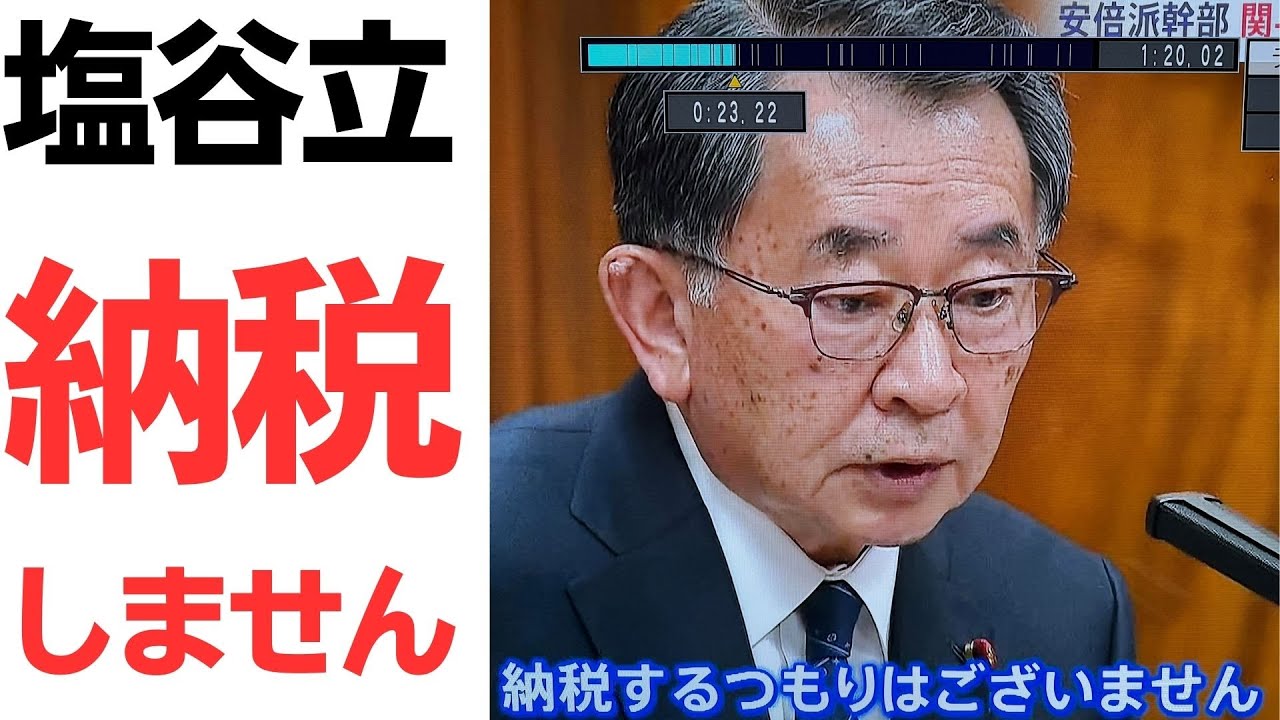 塩谷立氏の納税発言と二階派政治資金問題を扱う動画のサムネイル