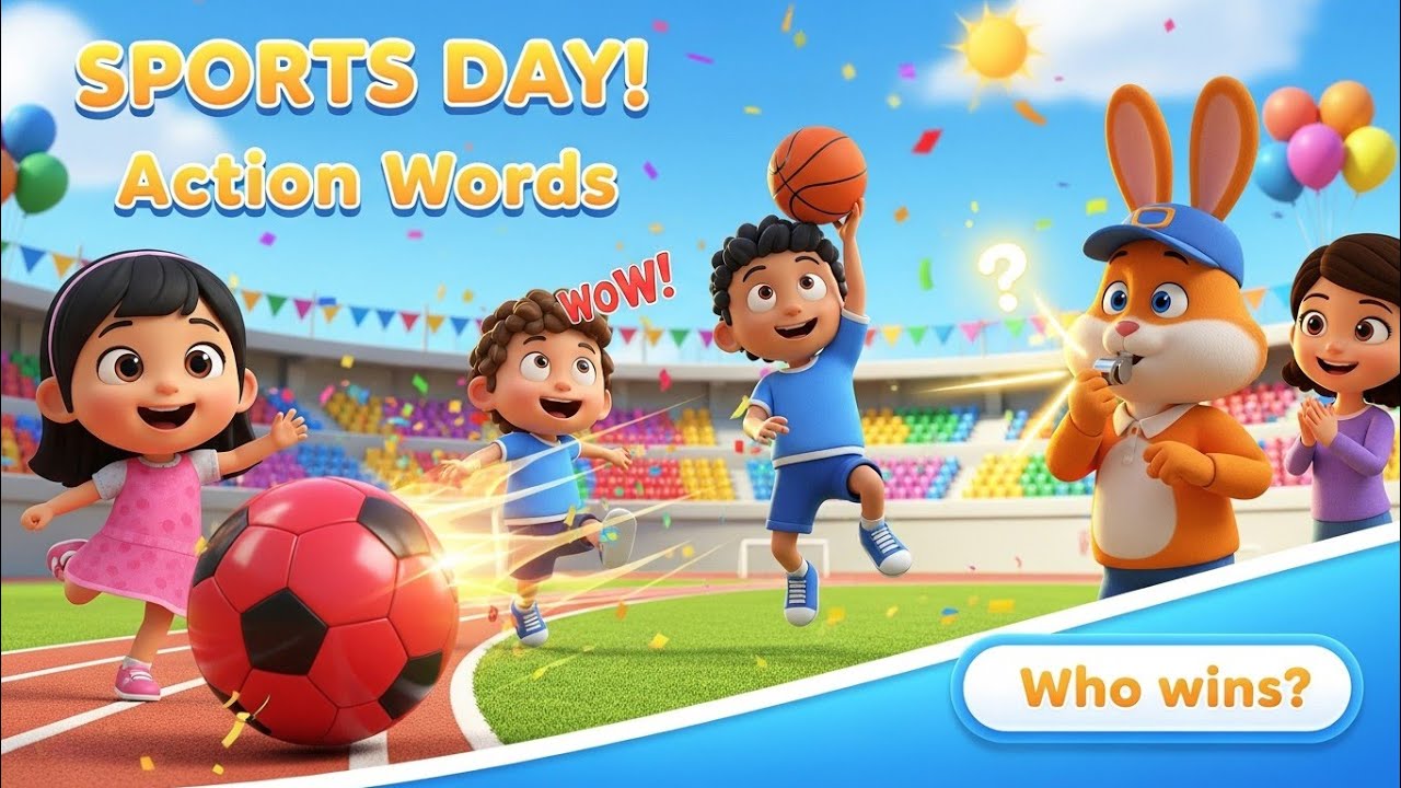 ⭐ “Baby Sports Day! Learn Action Words While Having Fun! | Glowkidztv ⚽🏀🎾”
