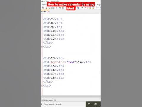 How to make calendar in HTML using Notepad|Creating calendar in HTML ...