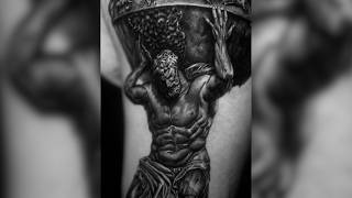 Tattooing a Greek Mythology Atlas Statue