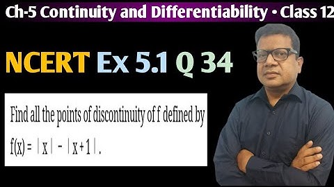 Find all the points of discontinuity of f defined by f(x)=|x|-|x+1|. | Ex 5.1 Q 34 Class 12 Maths
