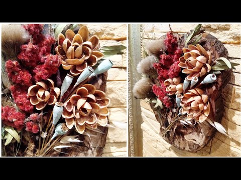 Панно из сухоцветов и природных материалов. Поделки своими руками. DIY panel of dried flowers.