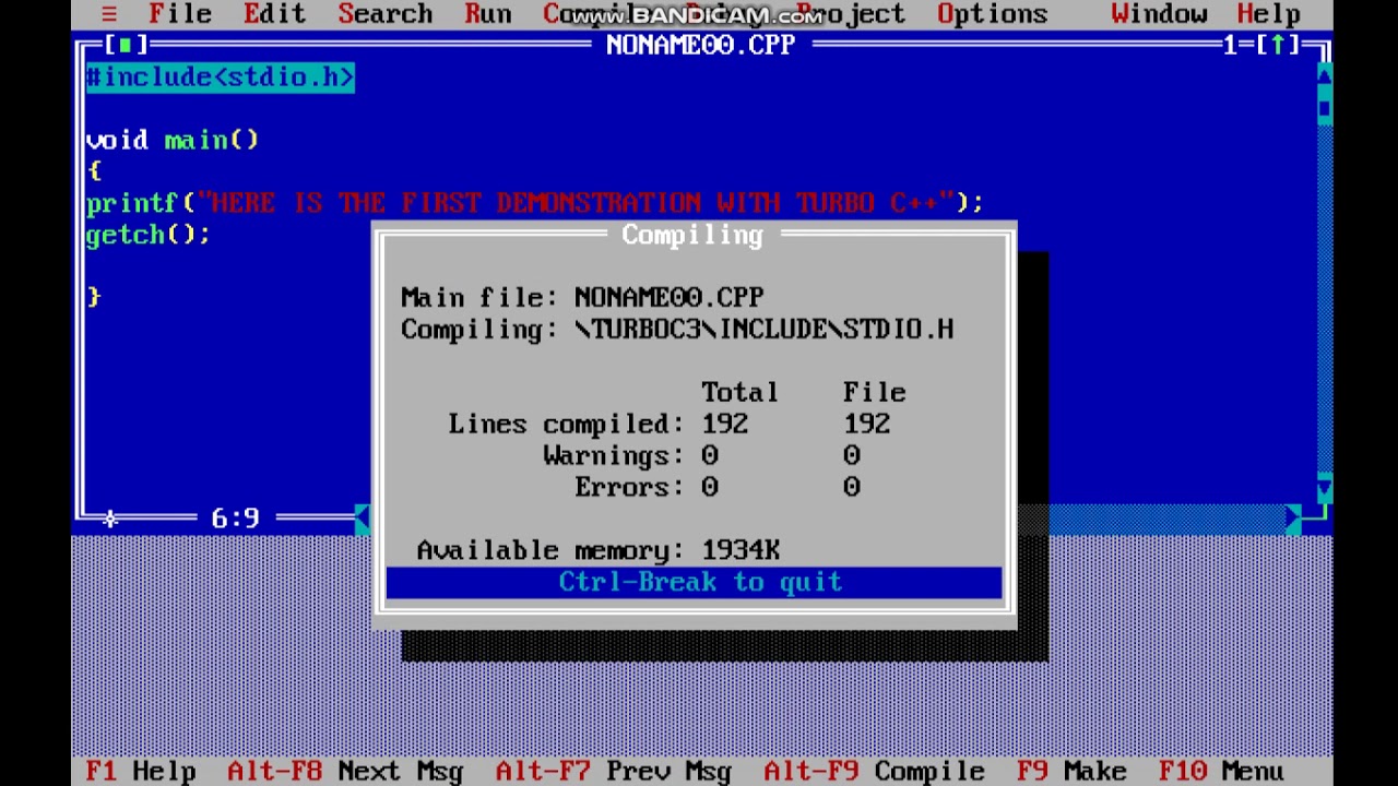 Basic Program in Turbo C++ - YouTube
