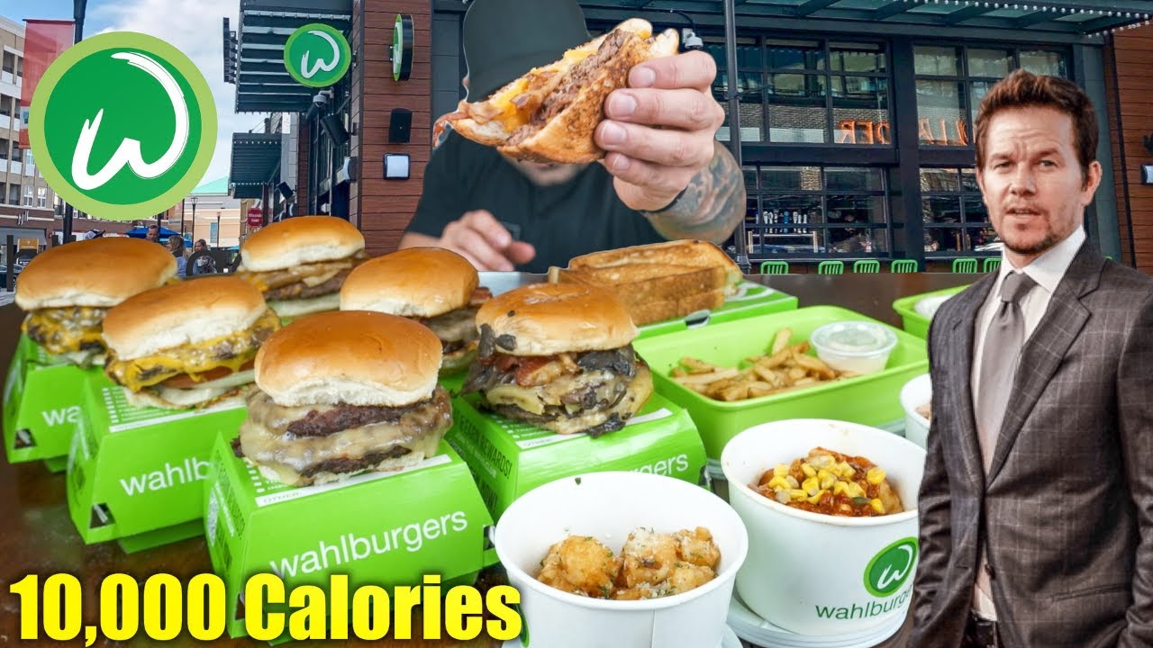 $125 Wahlburger Menu Challenge (10,100 CALORIES)|Whole Burger Menu