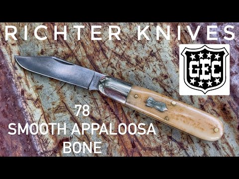 Richter Knives 223 | GEC 78 BULLET END BARLOW BLADE DELETE, SERIALIZED, WITH SMOOTH APPALOOSA BONE!