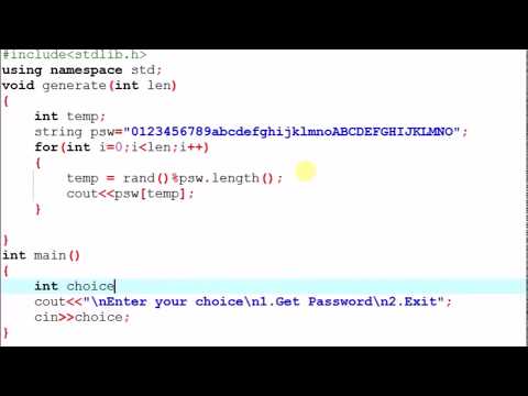 Password generator  in C++ using switch case
