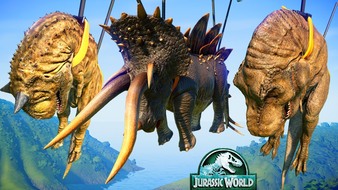 ⁣T-Rex Vs Carnotaurus Vs Stegoceratops Vs Triceratops - Jurassic World Evolution Dinosaurs Fighting