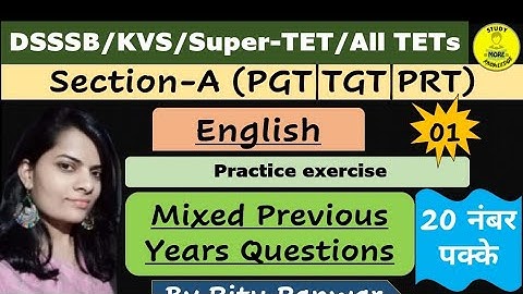 Class-01|DSSSB|Previous Years Questions|English Special|By Ritu Panwar|DSSSB,KVS, Super-TET