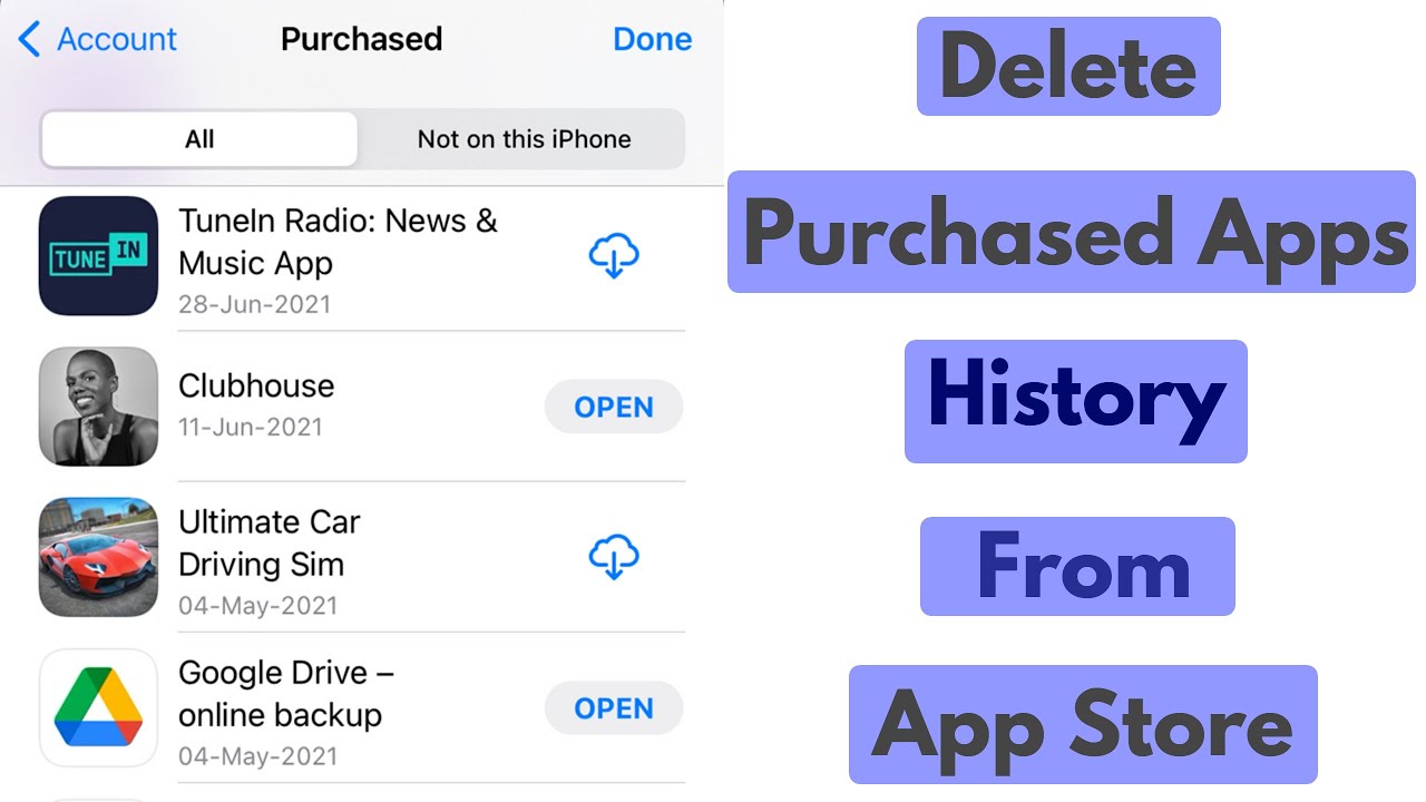 How do I permanently delete app history from app Store?