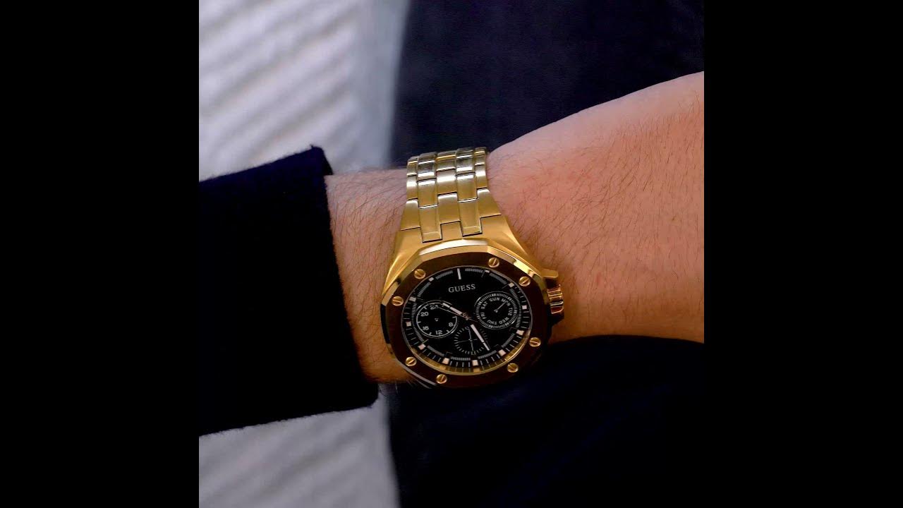 GUESS TOP GUN YELLOW GOLD GW0278G2 Zegarek / Watch 360 - YouTube