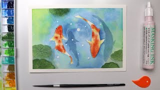 Watercolor Painting: #10 How to paint watercolor koi fish