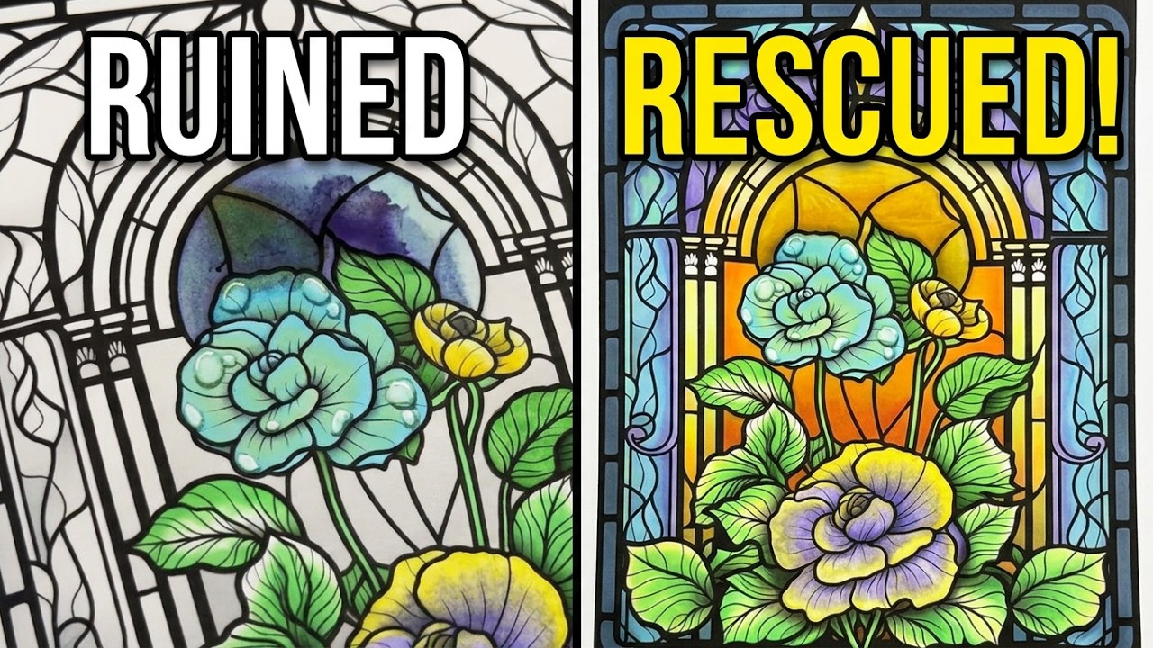 Watch me rescue this ruined coloring page | marker mistake recovery ...