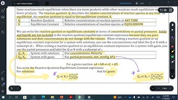 7.3 Reaction Quotient and Equilibrium Constant