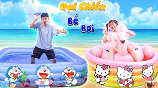 Đại Chiến Bể Bơi Khổng Lồ Doreamon VS Hello Kitty | Anh Tóc Xoăn