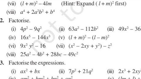 Q. 2 | Ex 12.2 | Factorisation | Class 8th #ncert #maths