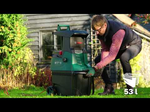 Video: Електрическа дробилка за клони BOSCH AXT 25 TC, 2500W, 45 мм, 53 л