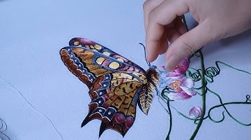 Tranh thêu tay Bướm và Hoa #83 | Tranh Thêu Hằng Khoa